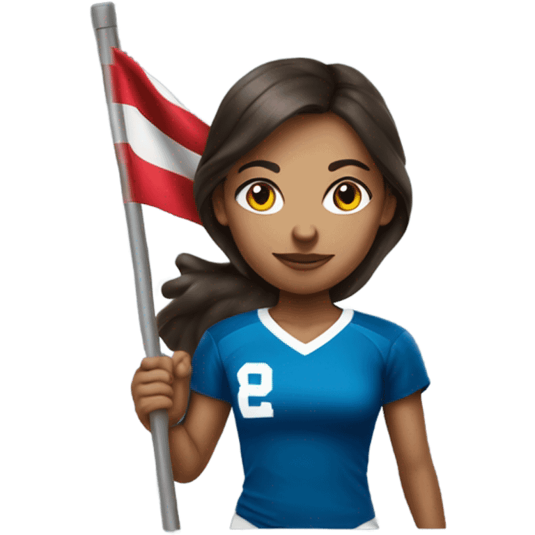 Brunette lighter skinnned girl playing flag football  emoji