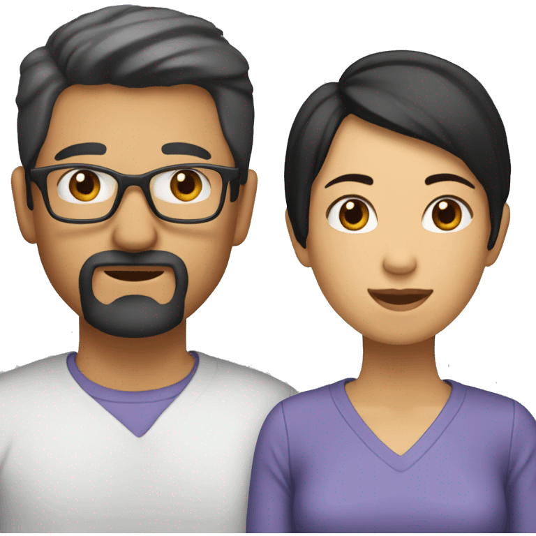 can you make ios emoji of two people, one female with short black hair and the other male with black hair and beard emoji