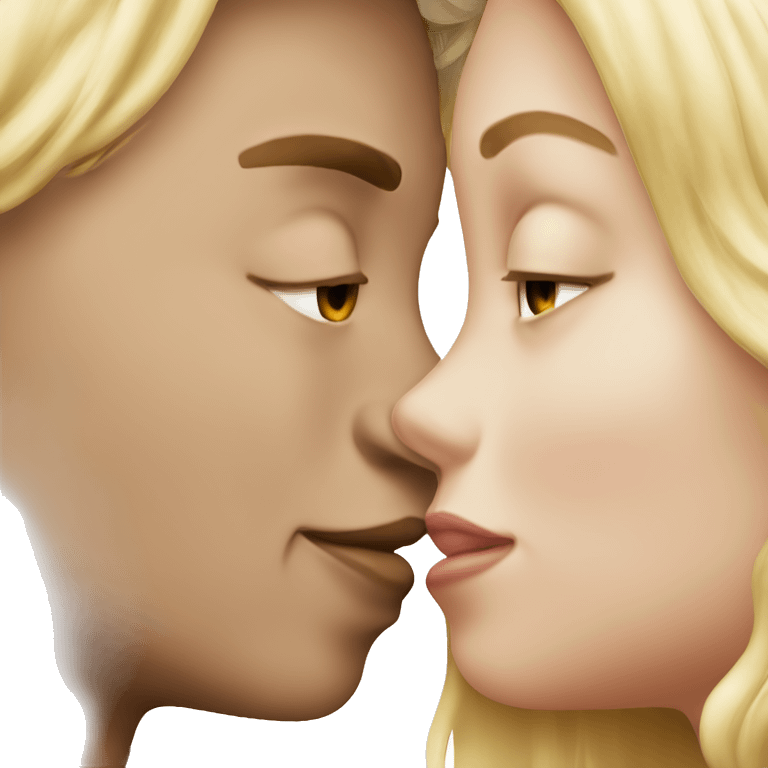 blonde girl kisses boy close emoji