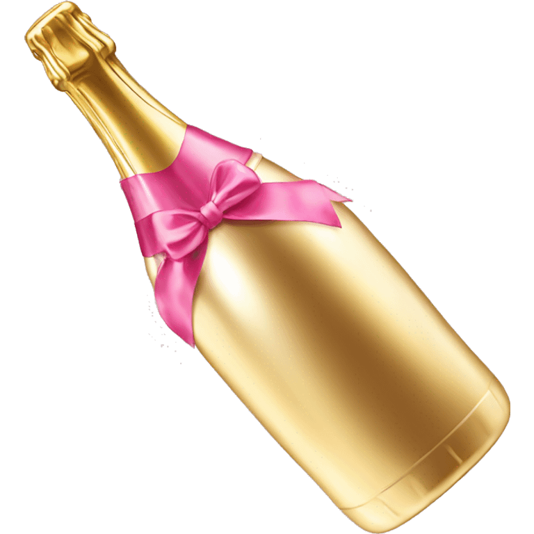 Realistic gold and pink metallic champagne bottle emoji