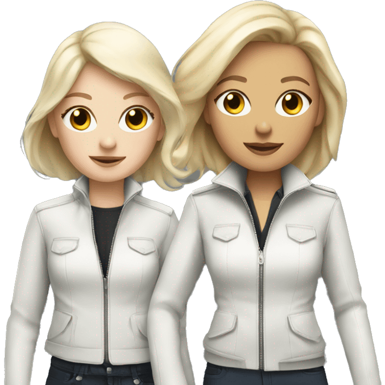 Two white girls in stylish jackets  emoji