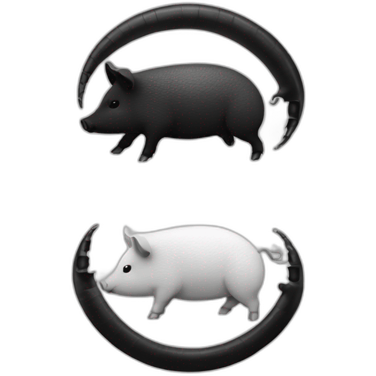 Yin Yang black and white pig armadillo cow centipede insect emoji