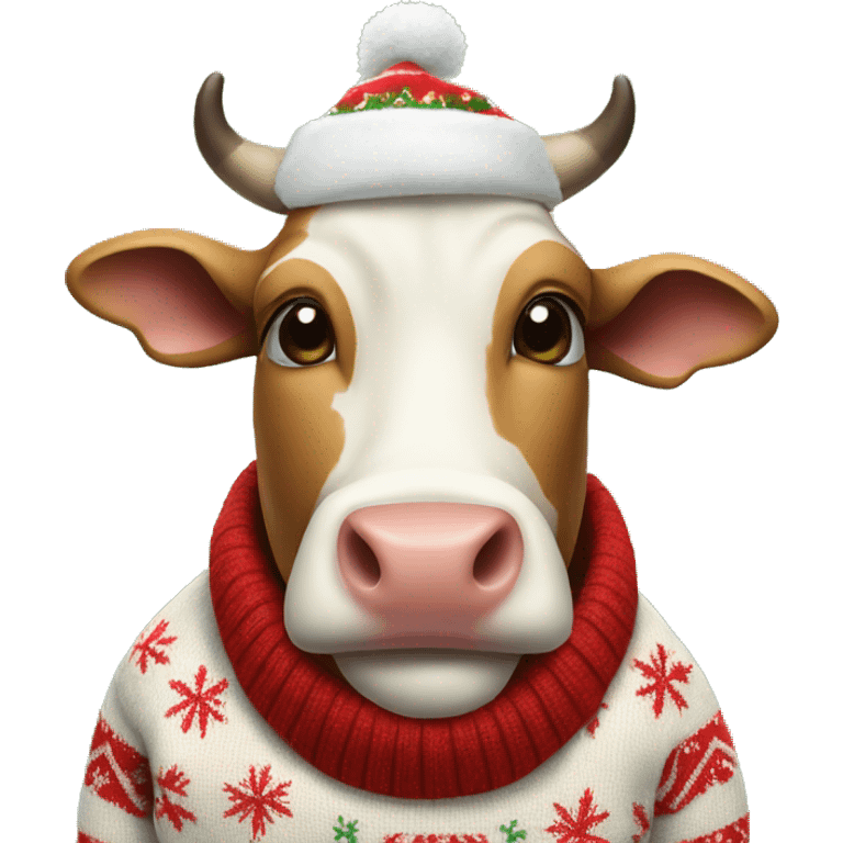 Cow in Christmas sweater emoji