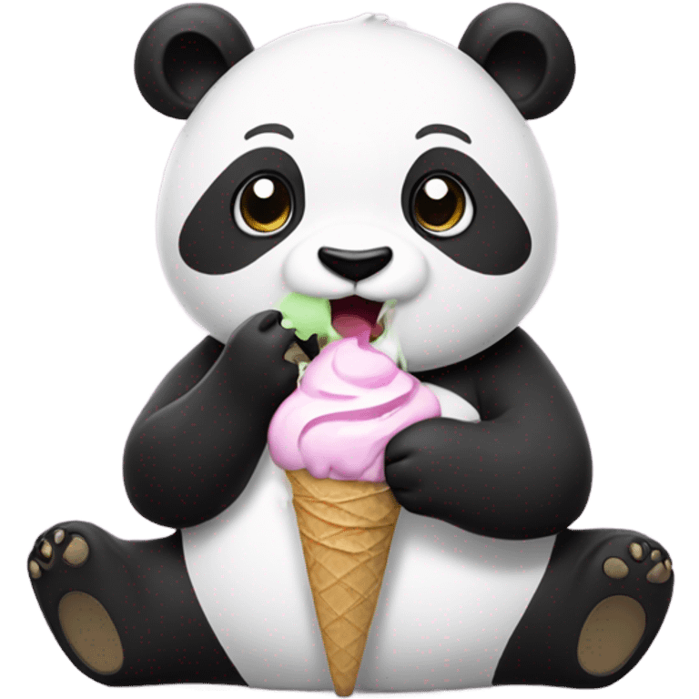 Panda eating ice cream emoji