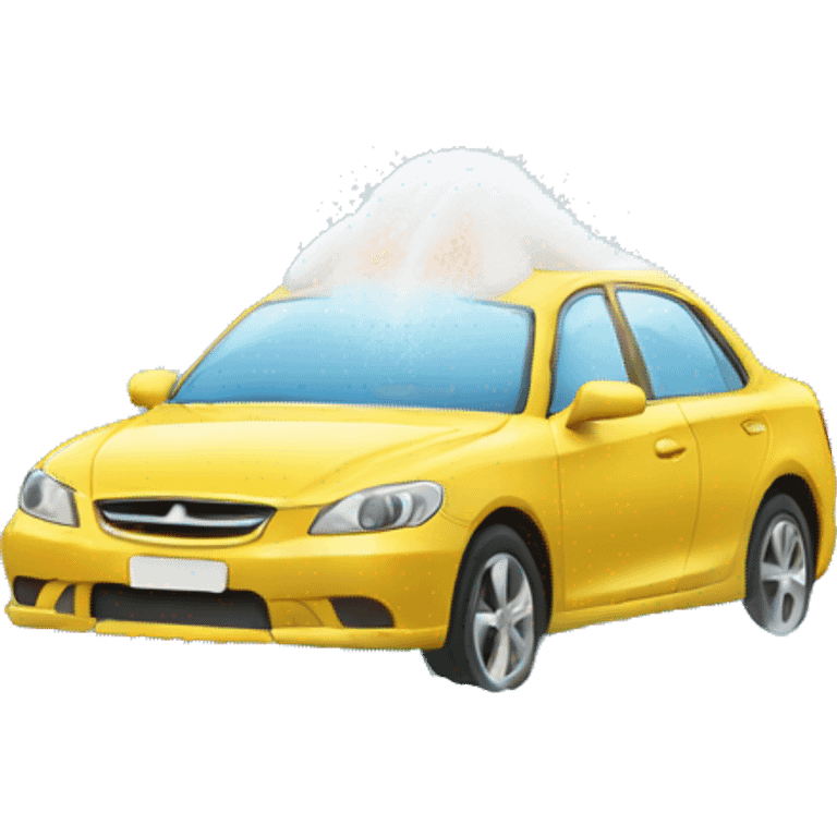 car being washed, covered in foam emoji