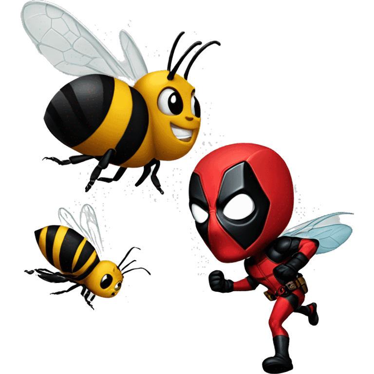 Bee chasing Deadpool  emoji