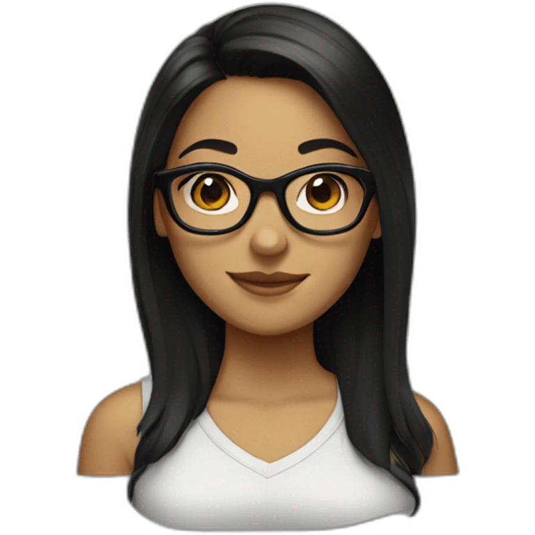 Girl with black hair and black glasses emoji