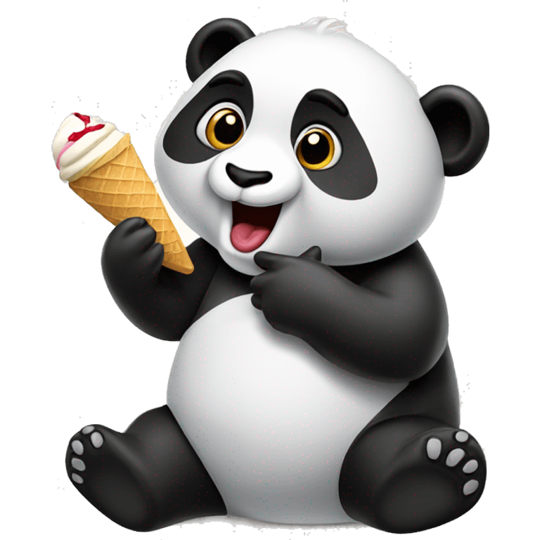 Panda eating ice cream emoji