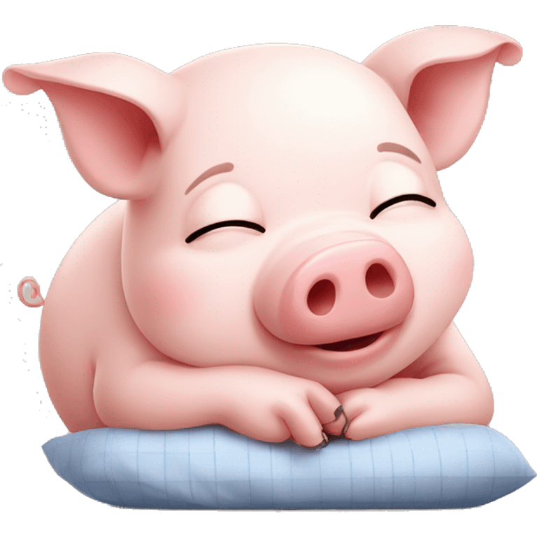 Sleepy cute pig with good night sign emoji