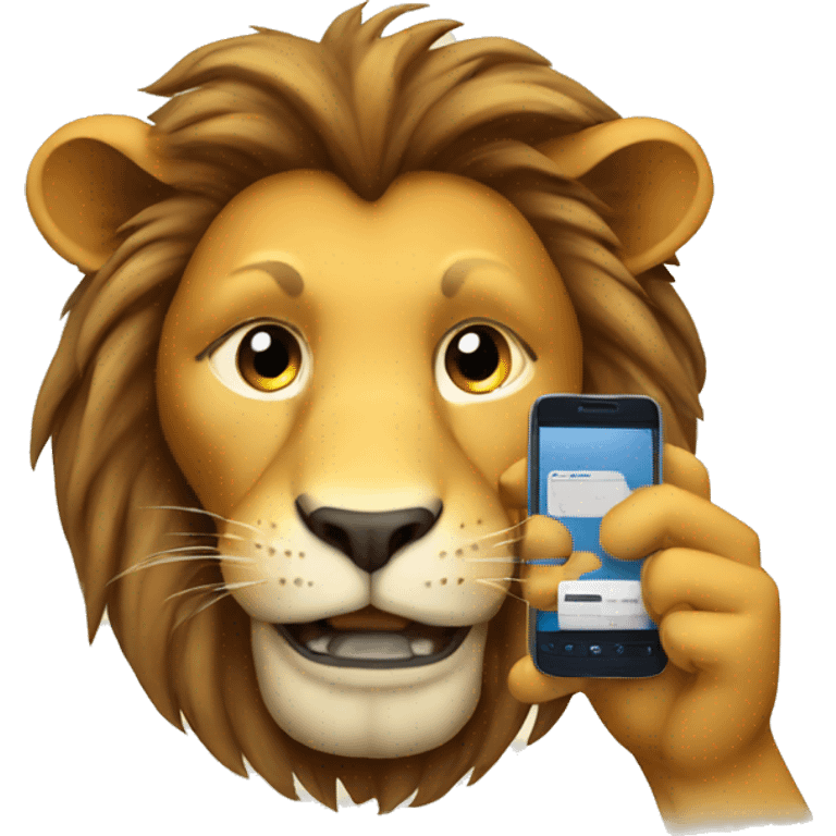 Lion with cell phone emoji