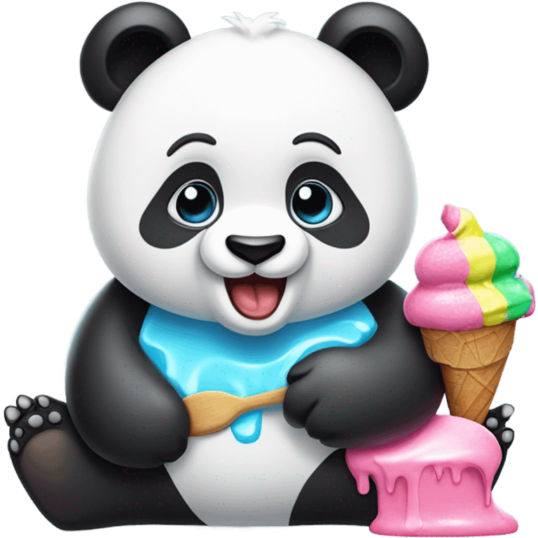 Panda eating ice cream emoji