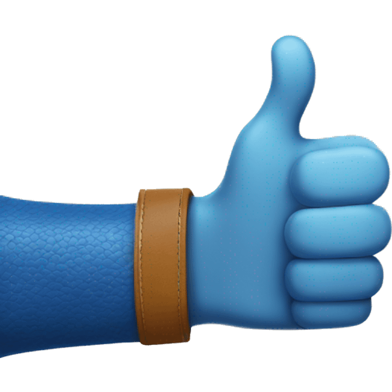 thumbs up, light leather, blue sleeve. emoji