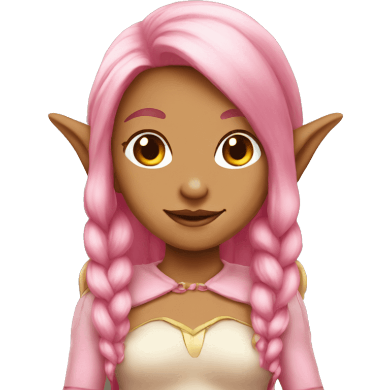 tan-skinned elf girl with pink hair emoji