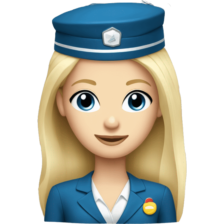 long blonde hair blue eyed girl flight attendant rolling suitcase emoji