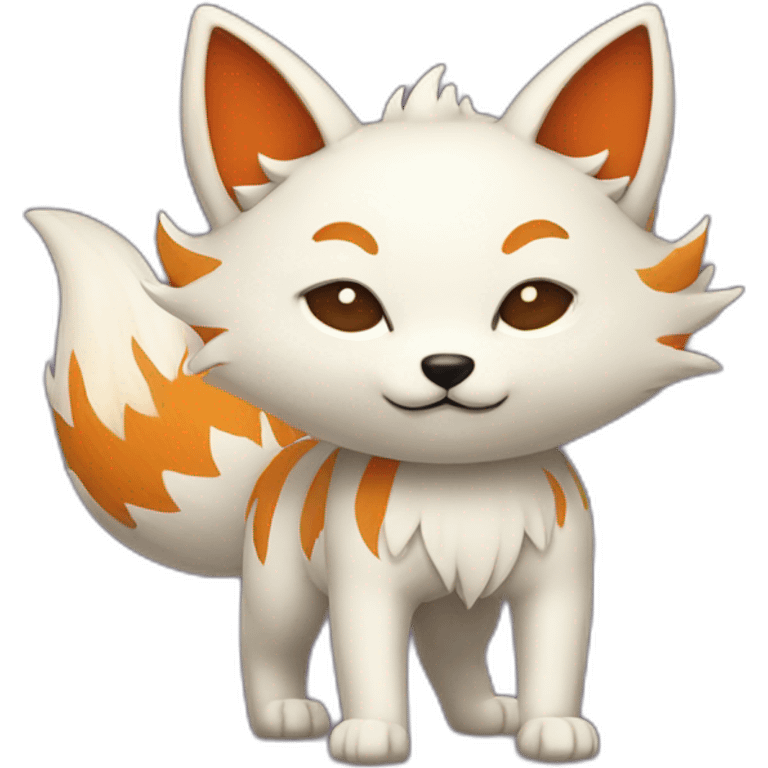 kitsune with 9 petalshaped tails at back emoji