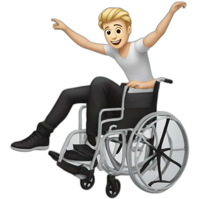 male white dancer dancing in a wheel chair emoji