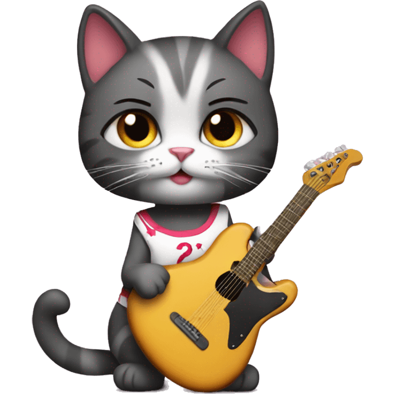 girl cheerleader cat with a guitar emoji