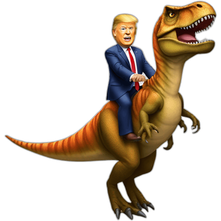 Donald Trump riding a T-Rex emoji