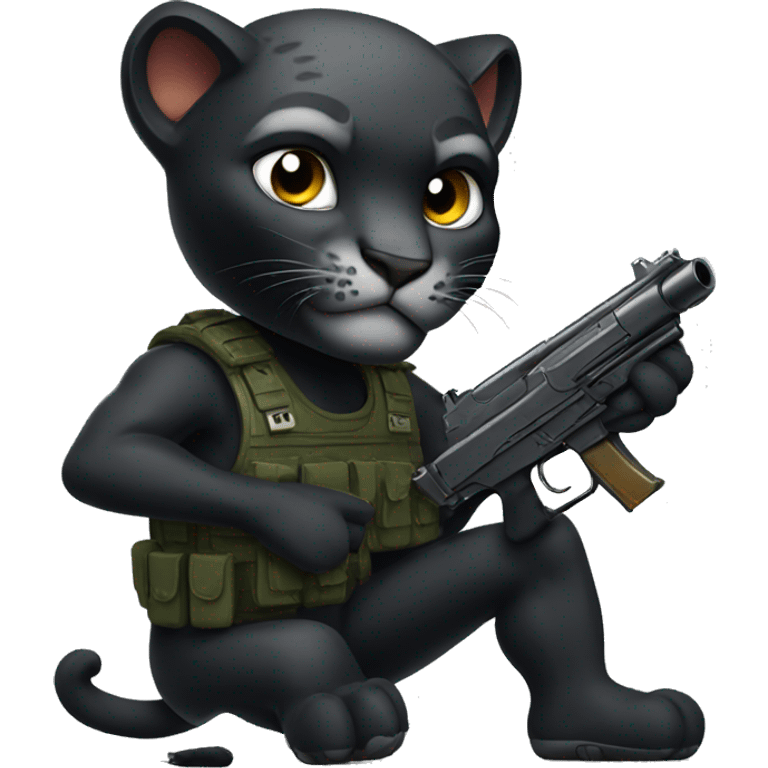 a panther with a gun emoji