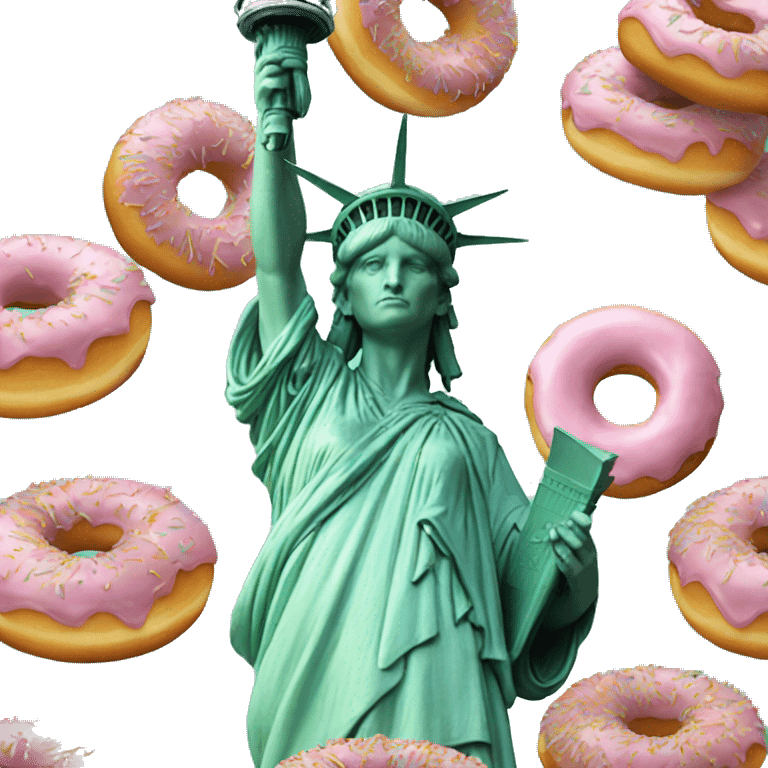 the statue of liberty is eating donuts  emoji