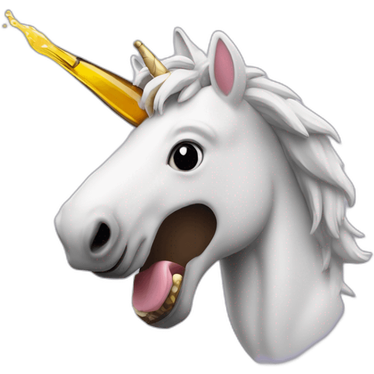 Unicorn drinking beer emoji