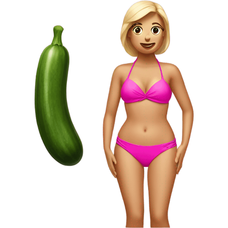 A cucumber wearing a pink bikini emoji