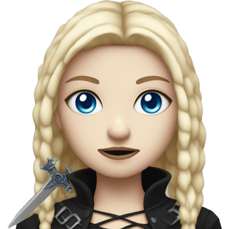 goth girl with blue eyes with dagger emoji