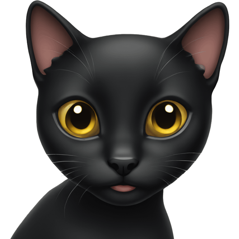 curious black cat staring calmly emoji