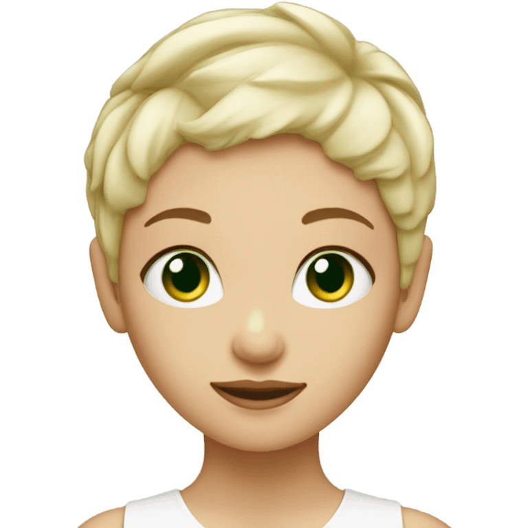 Blond pixie cut girl green eyes  emoji