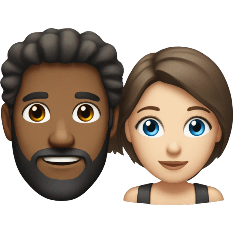 Brown man with beard and white woman with blue eyes and brunette hair emoji