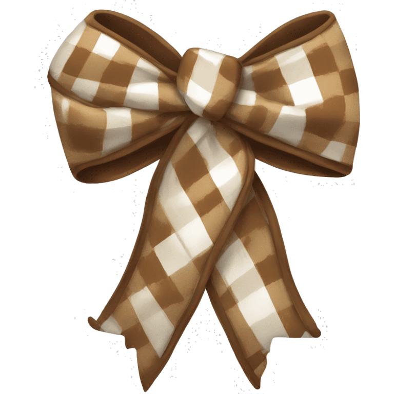 Brown and white plaid bow emoji