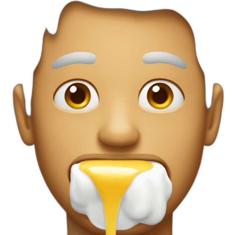 man with mayonnaise in mouth dripping emoji