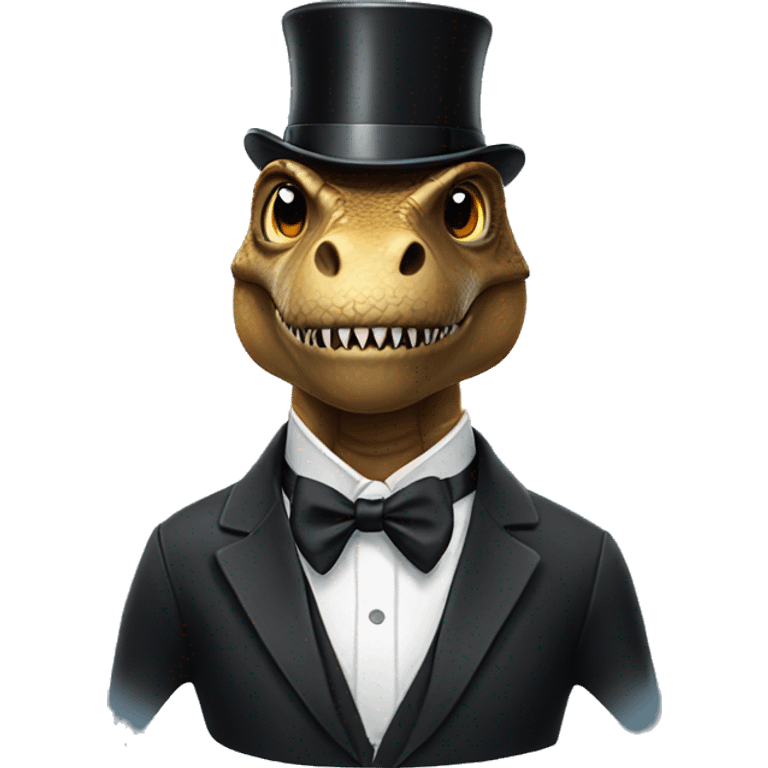 Trex wearing a tuxedo emoji