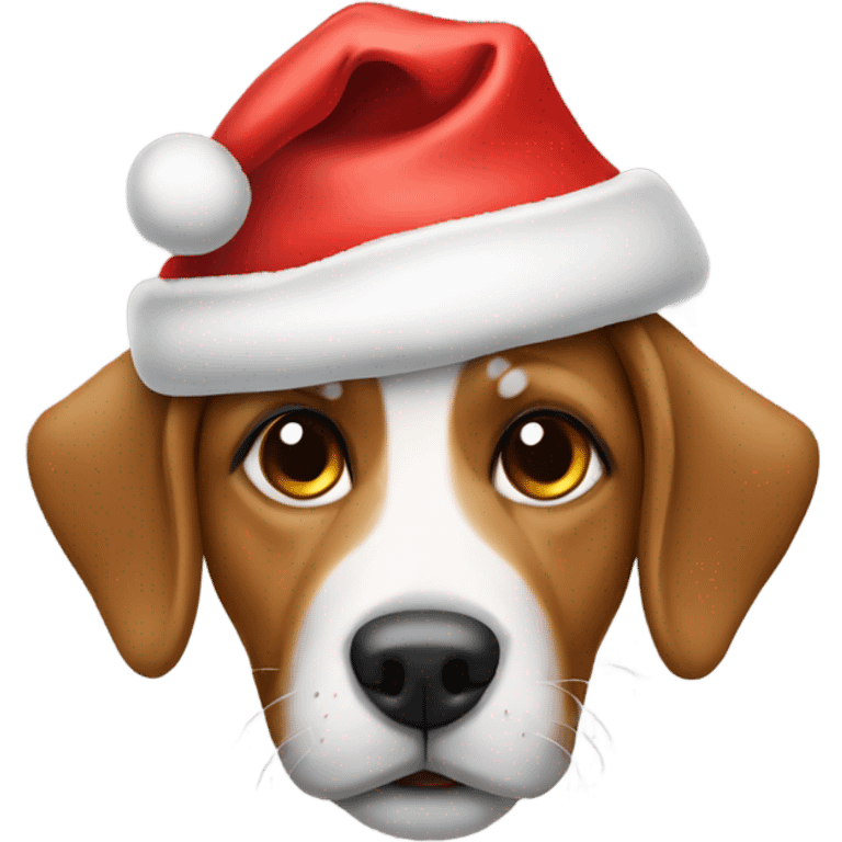 Dog wearing Christmas hat emoji