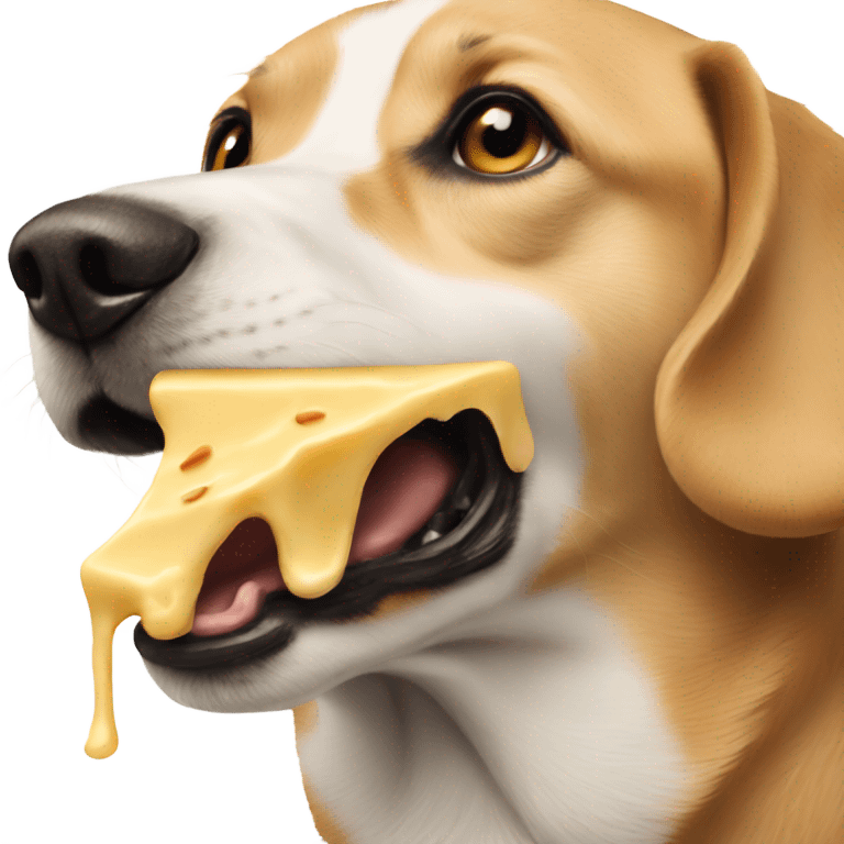 Dog with queso on mouth emoji