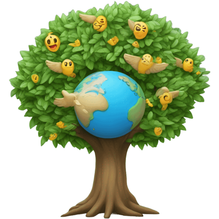 un arbol con cara y alas emoji