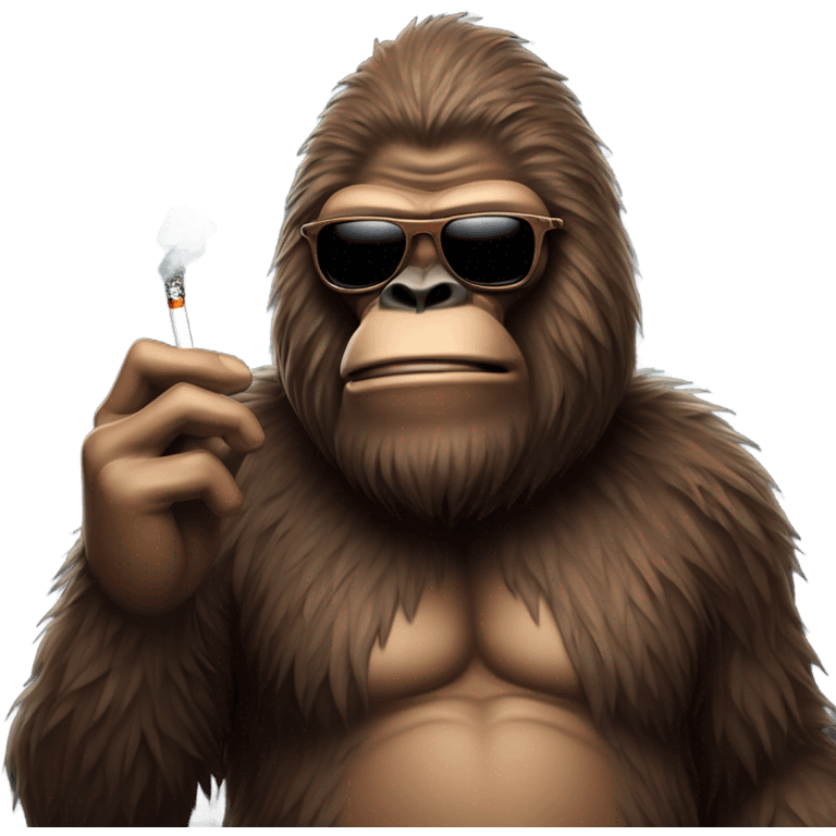 Bigfoot smoking with sunglasses emoji