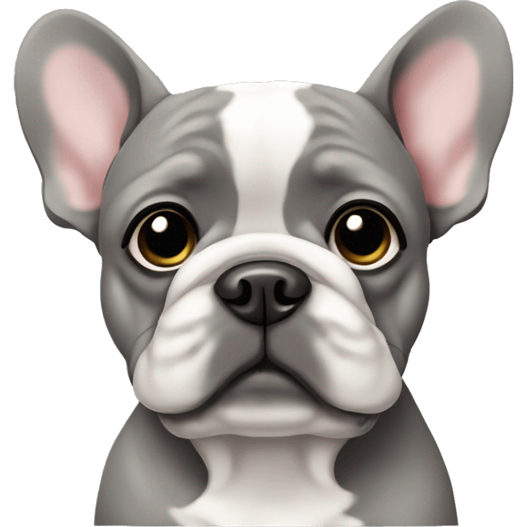 Grey Frenchie with one floppy ear emoji