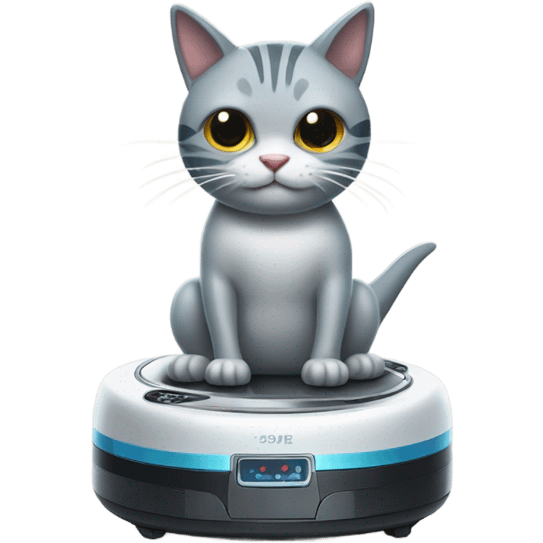 Cat in a shark suit on a robot vaccuum emoji