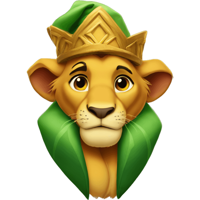 Simba from Lion King wearing Elf hat emoji