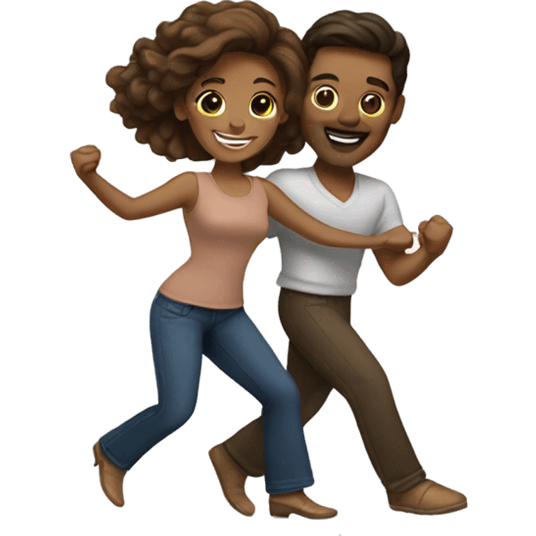 brown hair couple dancing boogie emoji