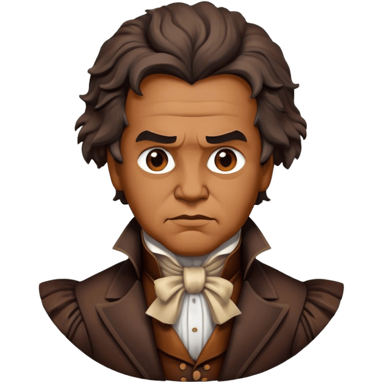 Cinematic Realistic Beethoven Portrait Emoji, depicted as a passionate composer with intense expressive features in period attire, rendered with rich textures and dramatic moody lighting that captures the turbulent genius of his music. emoji