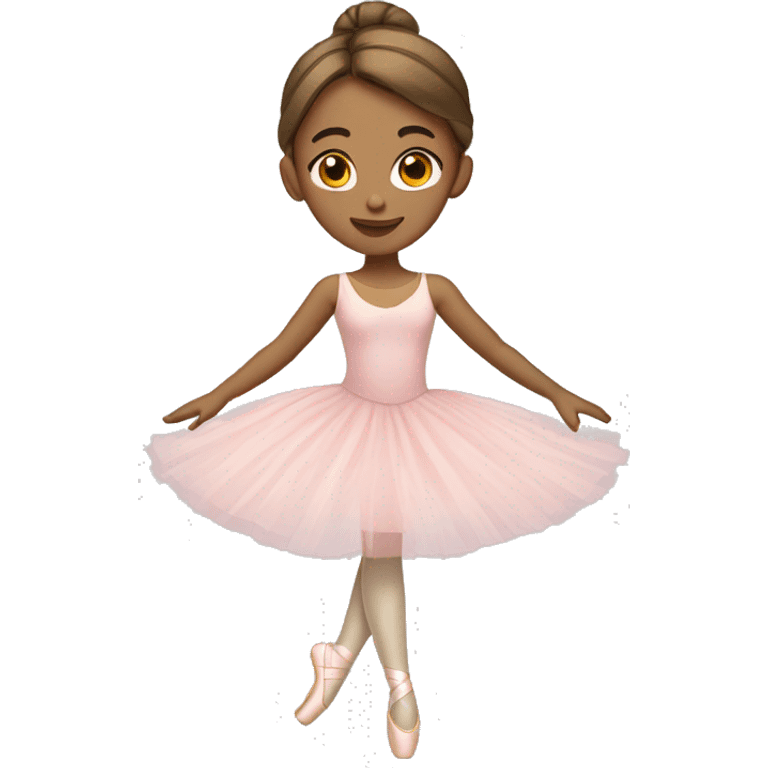 Ballerina with brown hair and light skin doing allegro emoji