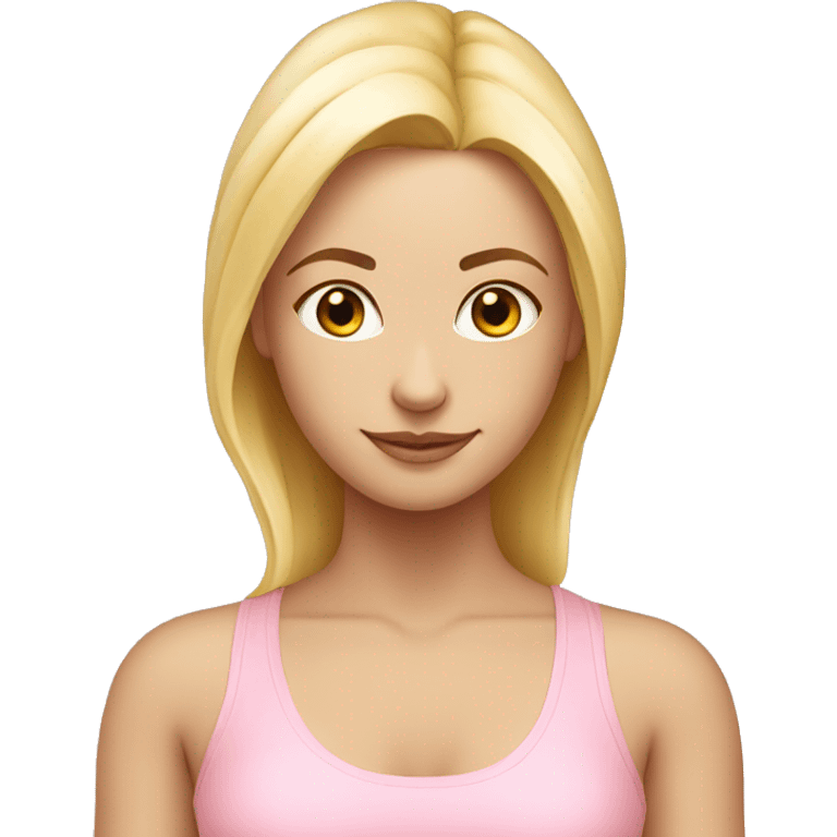 blonde yoga girl light pink clothes n emoji