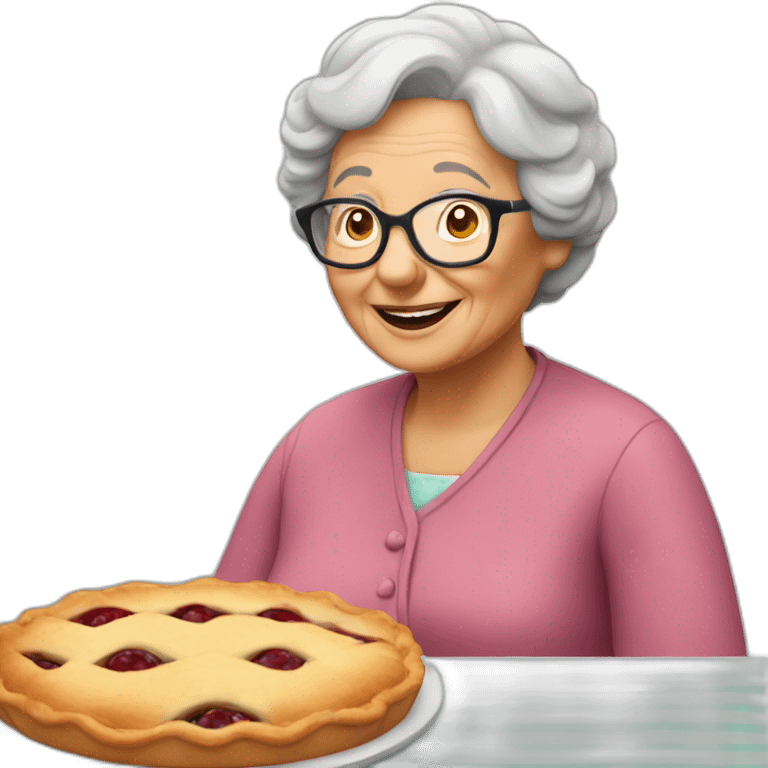 Granny with pies emoji