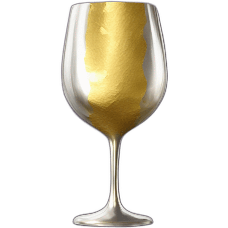 A reflective, crinkled silver or gold foil hides a wine glass shape, like a stemmed wine glass emoji