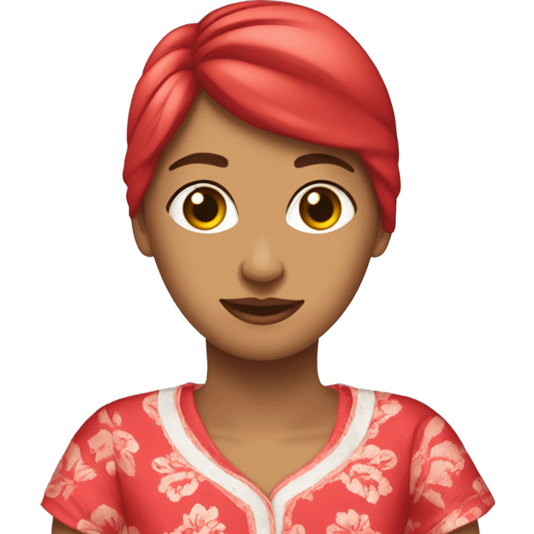  Señorita peli roja , piel blanca con pijama  emoji