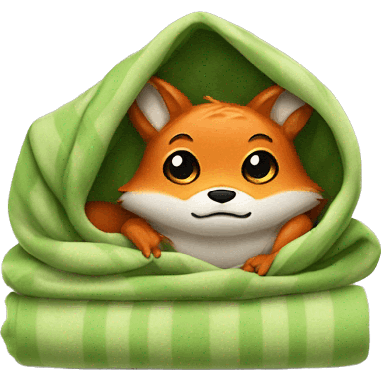 Fox and frog together in blanket emoji