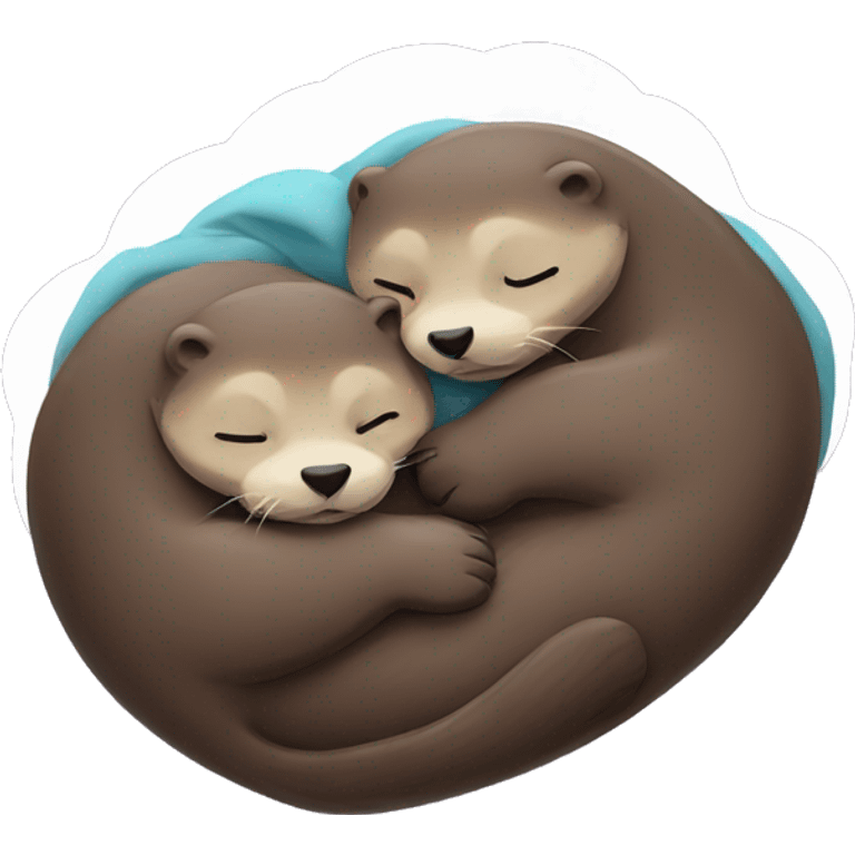 Two otters sleeping together, heart emoji  emoji