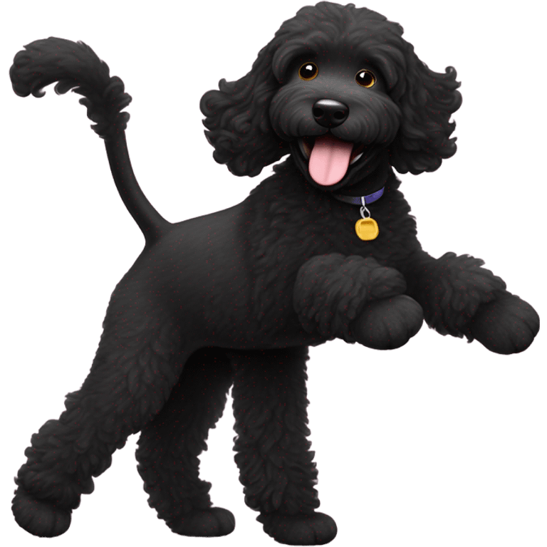 Black Labradoodle dancing  emoji